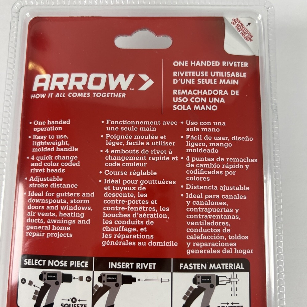 Arrow One-Handed Riveter RT187M Color Coded Rivet Heads Adjustable F15 - Picture 8 of 8